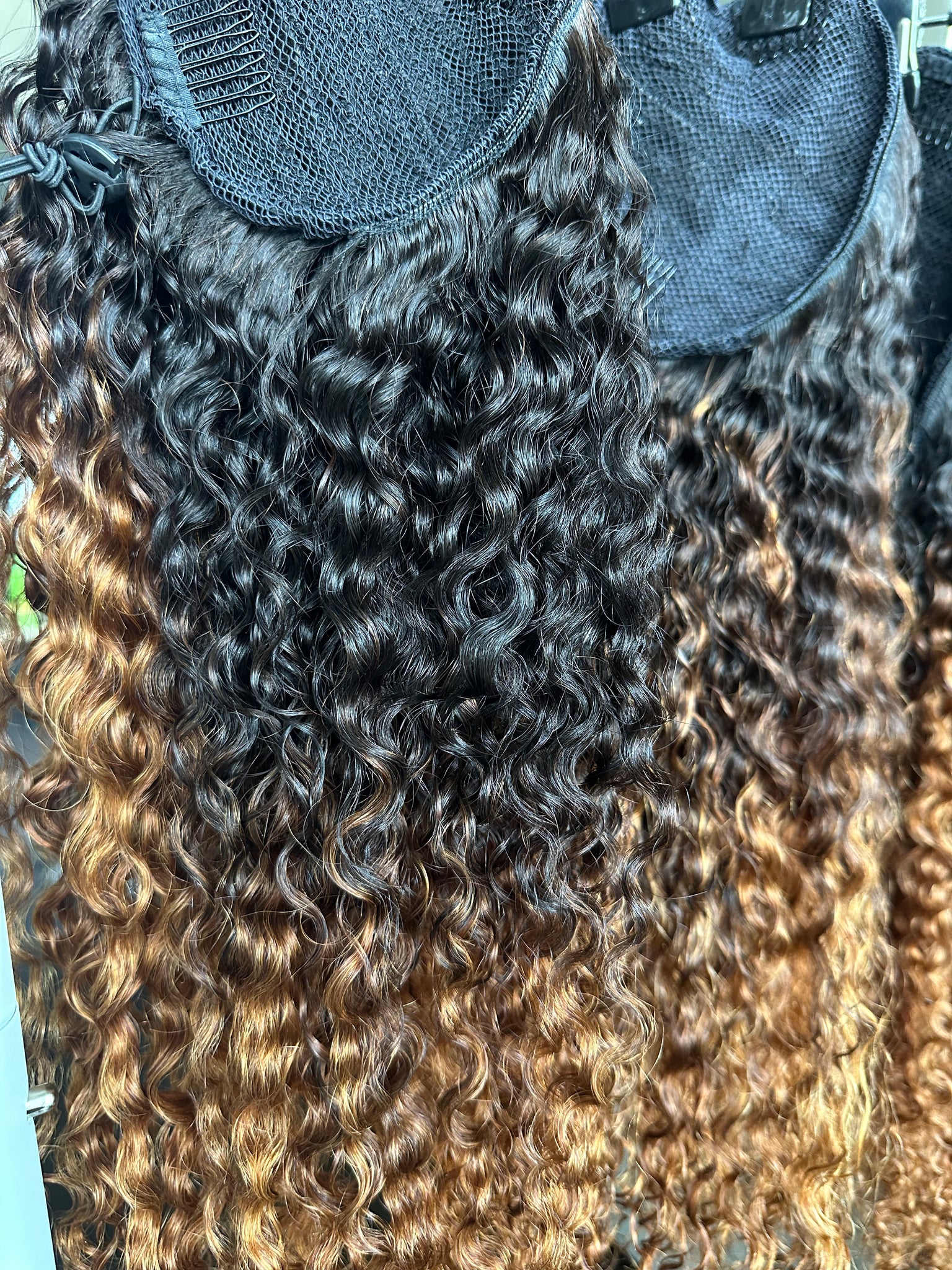 Ombre’: Brazilian Curly Ponytail Custom Colored